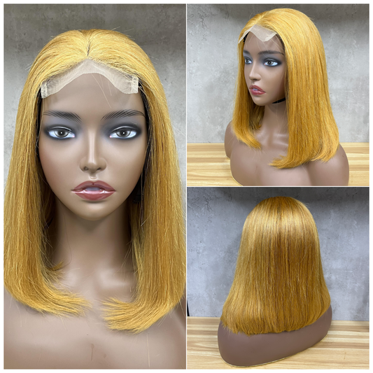 Honey Blonde 4x4 Lace Fumi Human Hair Straight Wigs