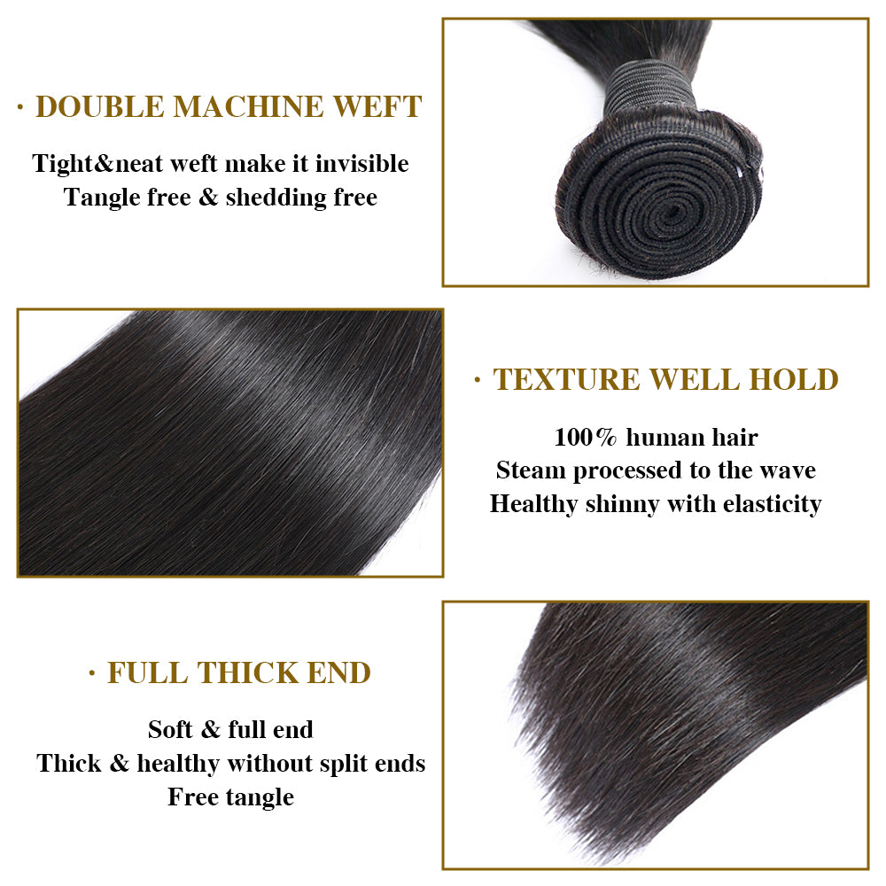 Deep Wave 100% Human Hair 3 Bundles Natural Black