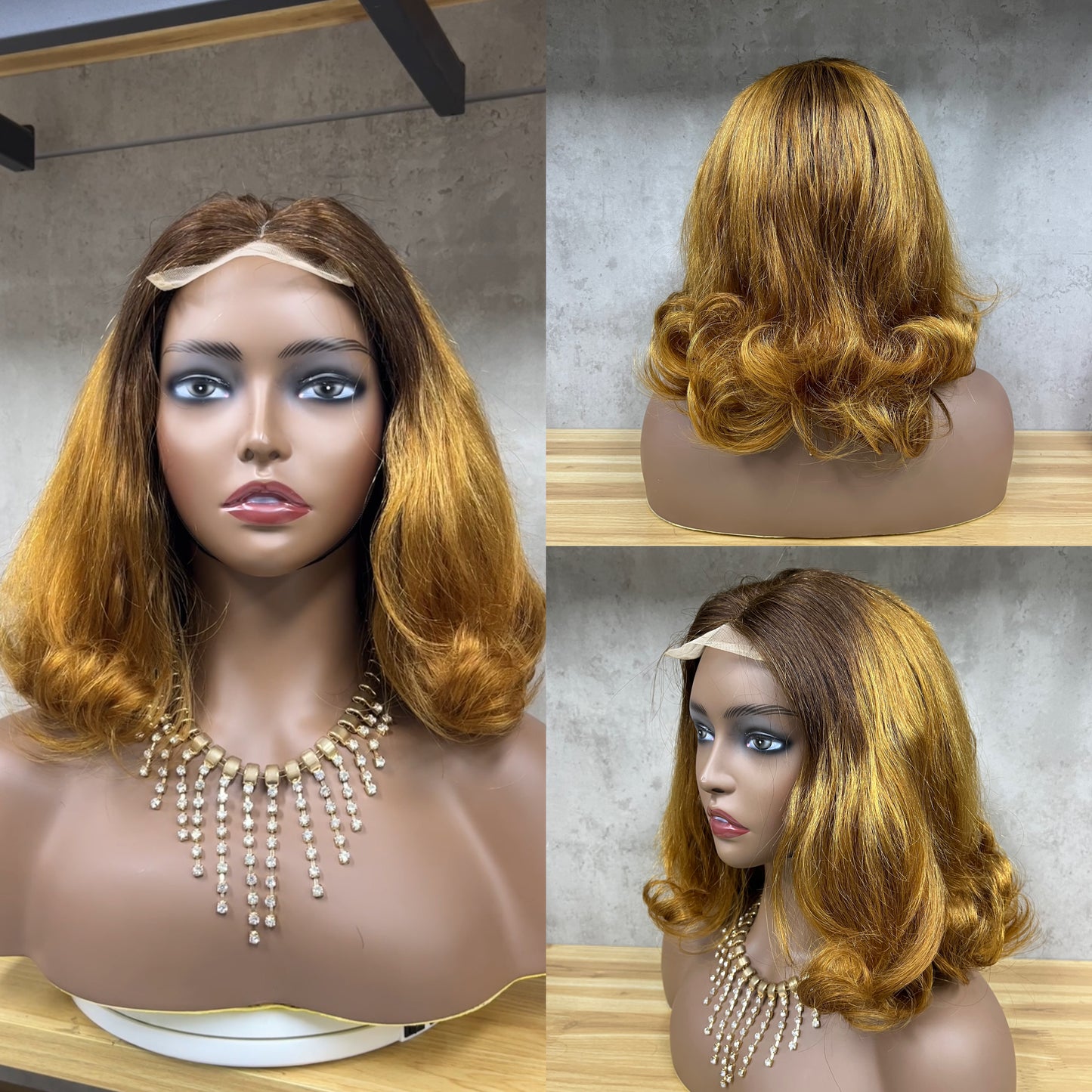 High Light Piano Fumi Human Hair Hook Straight Wig