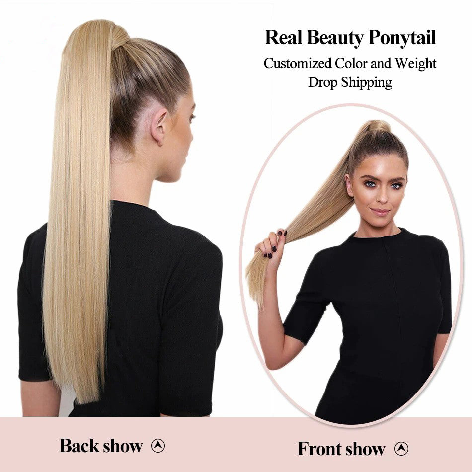 Nature Black Straight Remy Human Ponytail Hair