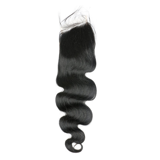 Body Wave 100% Human Hair 4x4 Lace Closure Natural Black