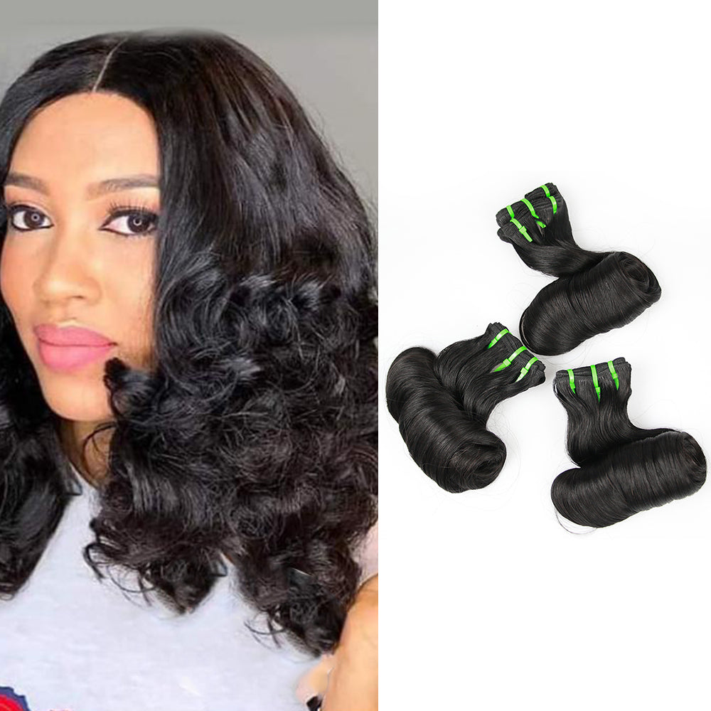 1b# Egg Curly Fumi Hair 3 Bundles Hair Weaves