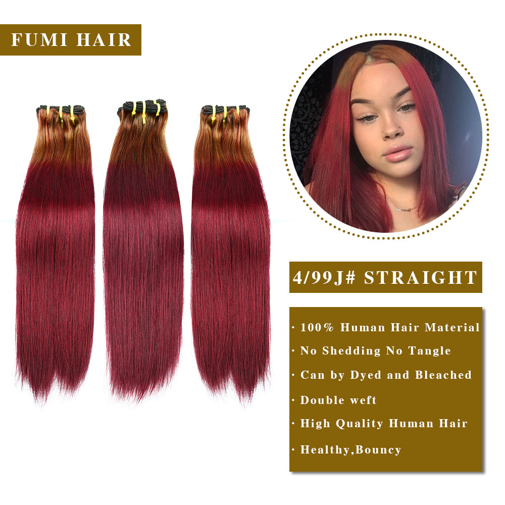 4/99J# Straight Fumi Hair 3 Bundles Hair Weaves