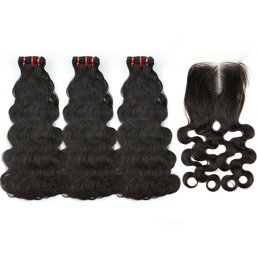 1b# Body Wave Fumi Hair 3 Bundles With 4x4 Lace Closure