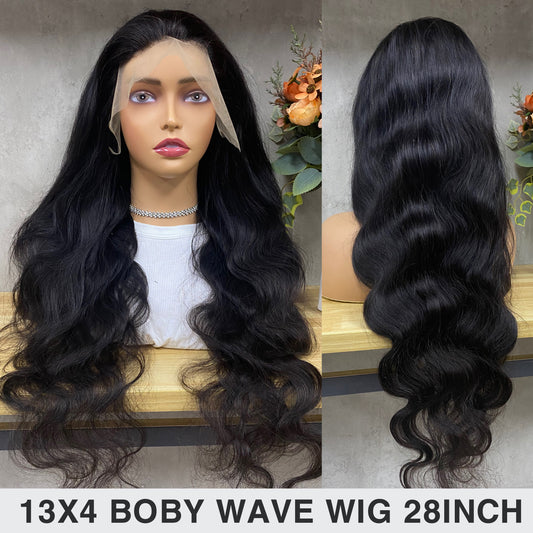 Nature 13x4 Lace Frontal Remy Human Hair Body Wave Long Hair Wigs