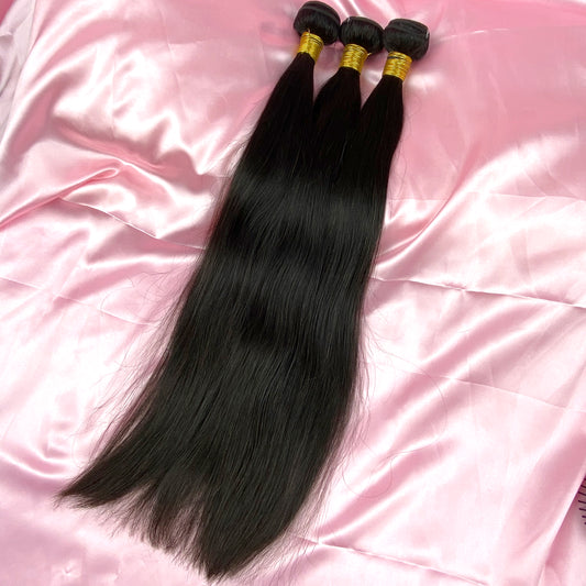 Straight 100% Human Hair 3 Bundles Natural Black