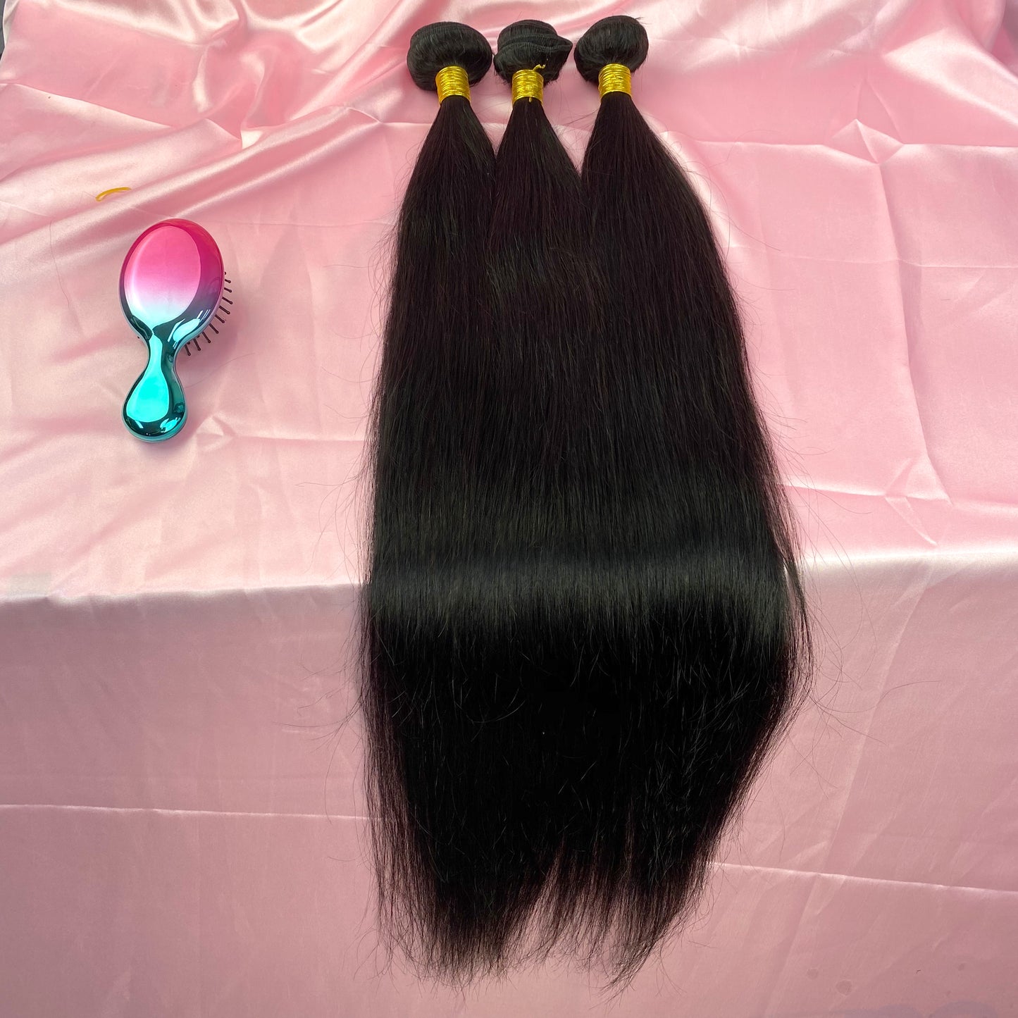 Straight 100% Human Hair 3 Bundles Natural Black