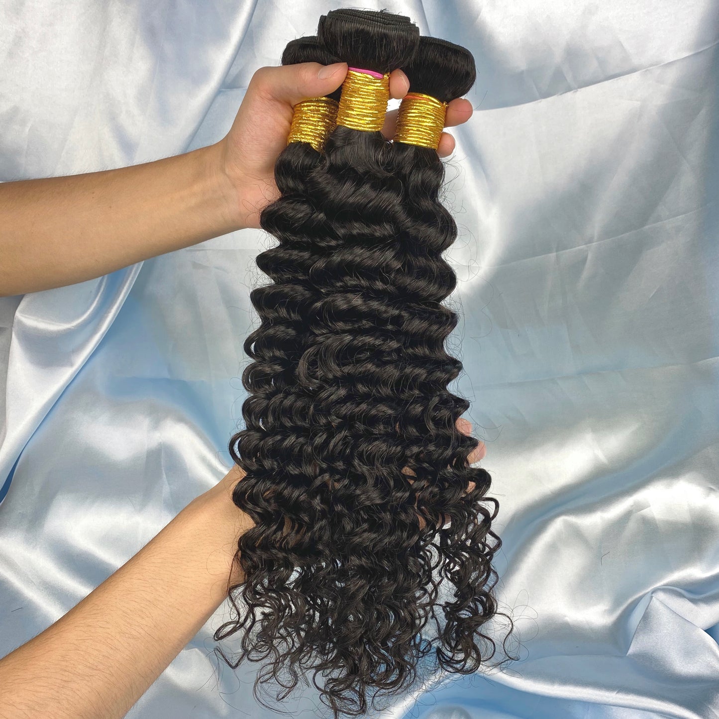 Deep Wave 100% Human Hair 3 Bundles Natural Black