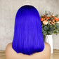 Special Remy Human Color Hair Staight Navy Blue Bob Wig