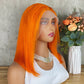 Special Remy Human Color Hair Staight Orange Bob Wig