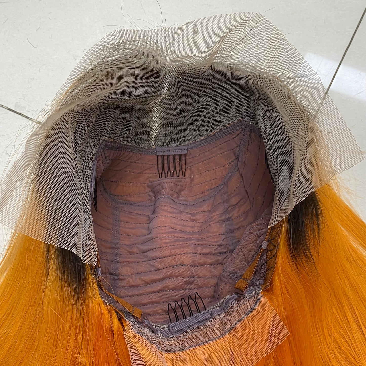 Special Remy Human Color Hair Nature/Orange Bob Wig