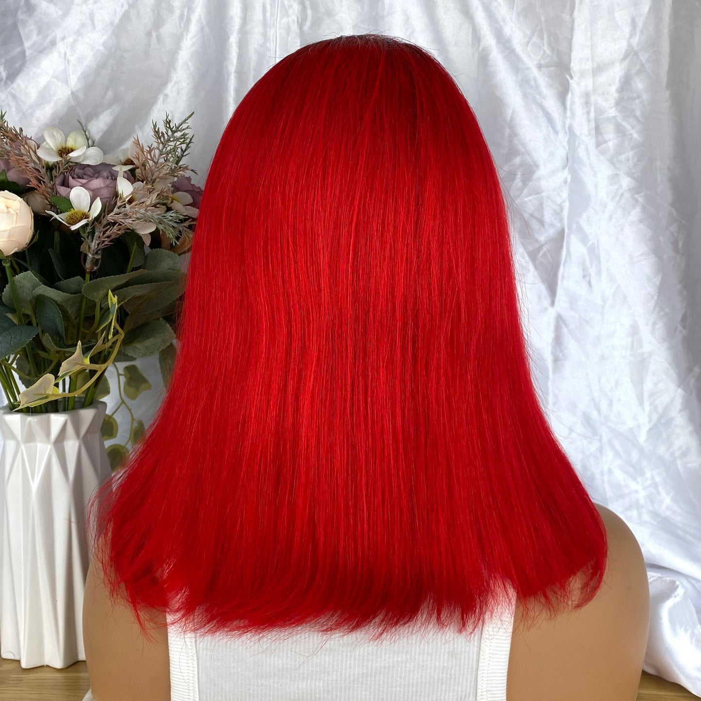 Special Remy Human Color Hair Nature/Red Bob Wig