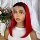 Special Remy Human Color Hair Nature/Red Bob Wig