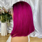 Special Remy Human Color Hair Nature/Fuchsia Bob Wig