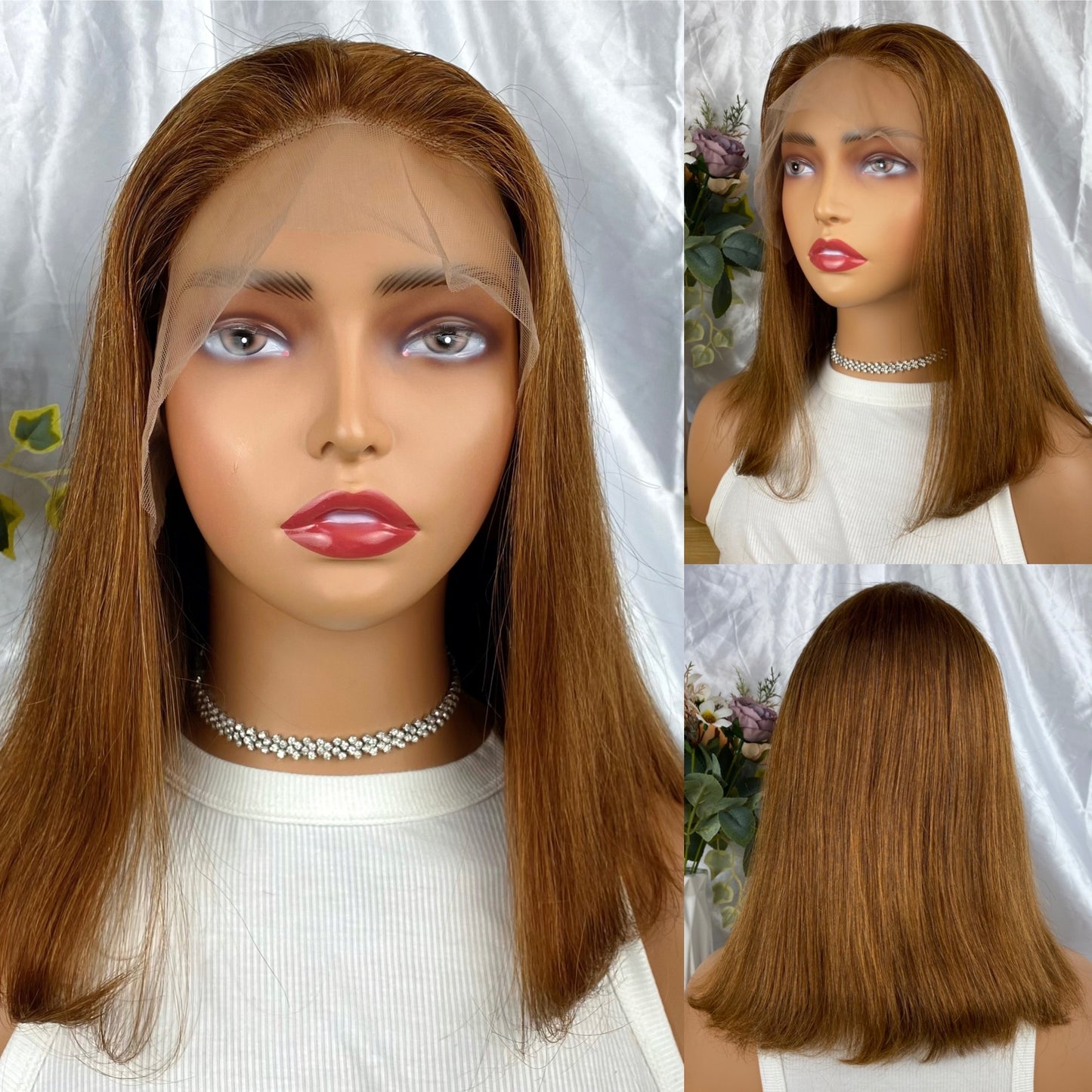 Special Remy Human Color Hair Honey Brown Bob Wig