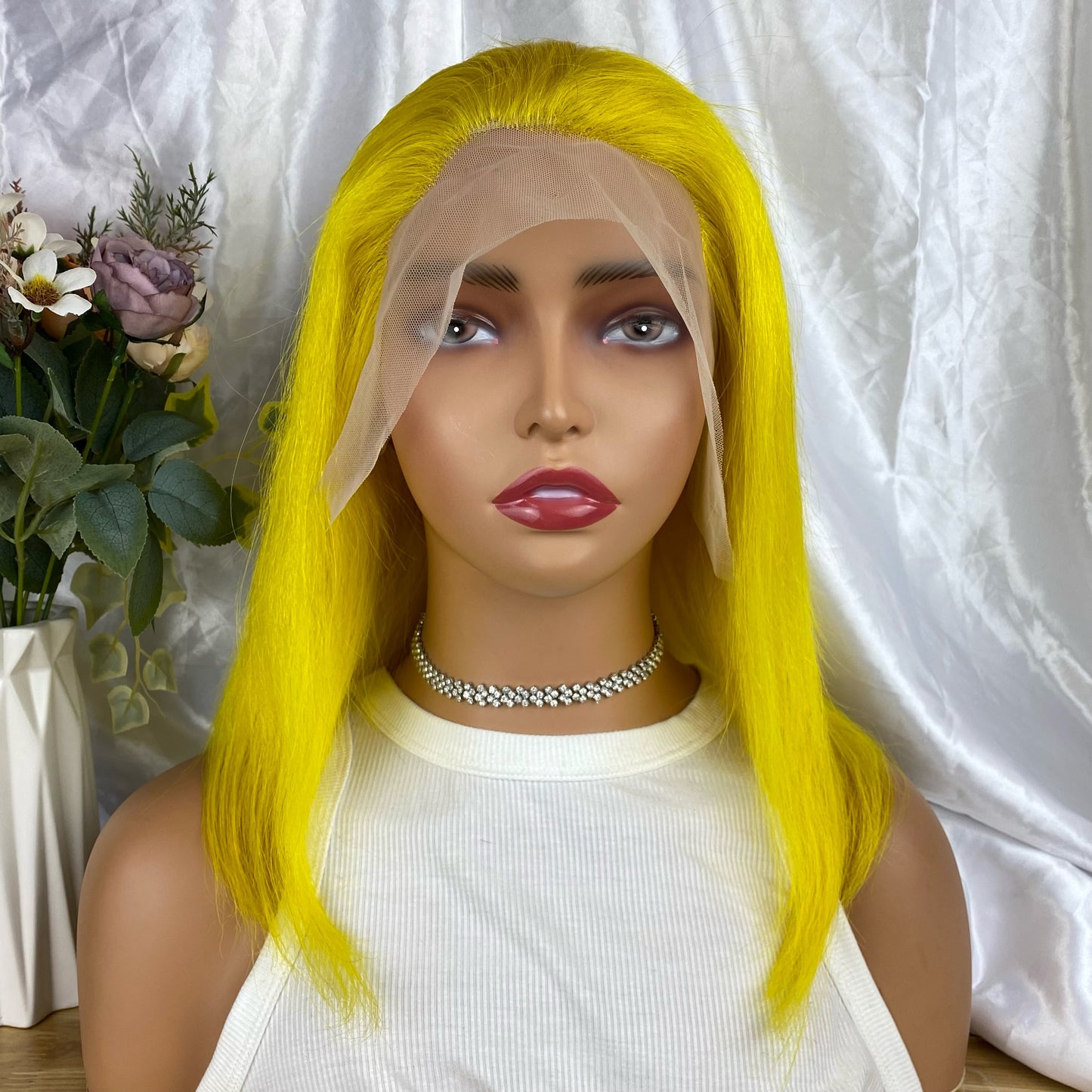 Special Remy Human Color Hair Yellow Bob Wig