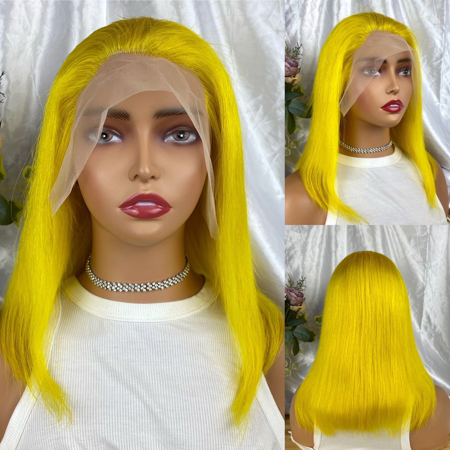 Special Remy Human Color Hair Yellow Bob Wig