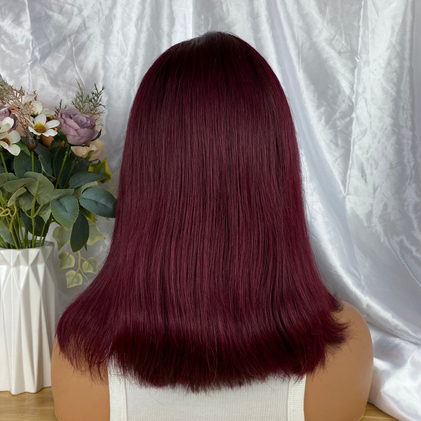 Special Remy Human Color Hair Burgundy Bob Wig