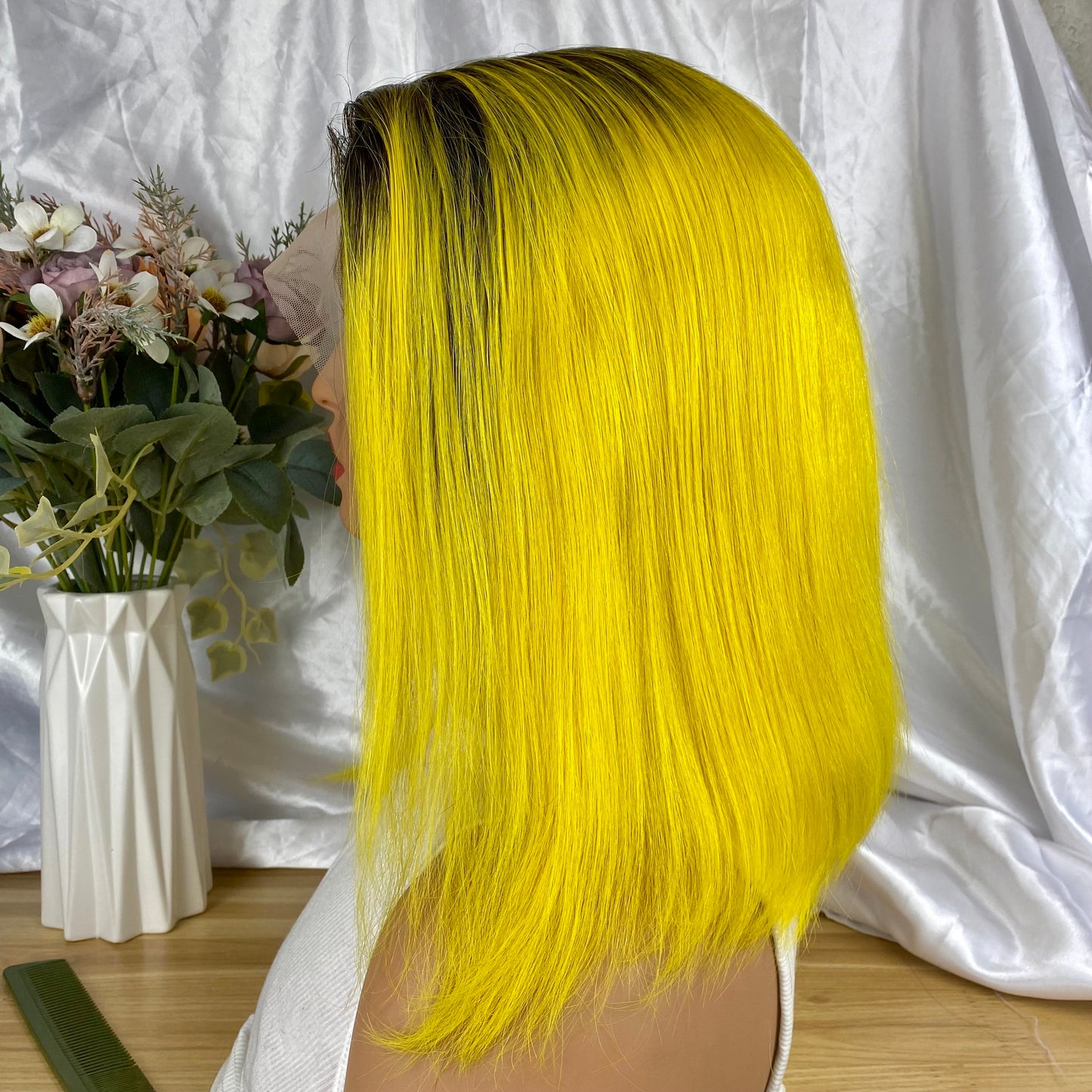 Special Remy Human Color Hair Nature/Yellow Bob Wig