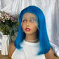 Special Remy Human Color Hair Staight Blue Bob Wig