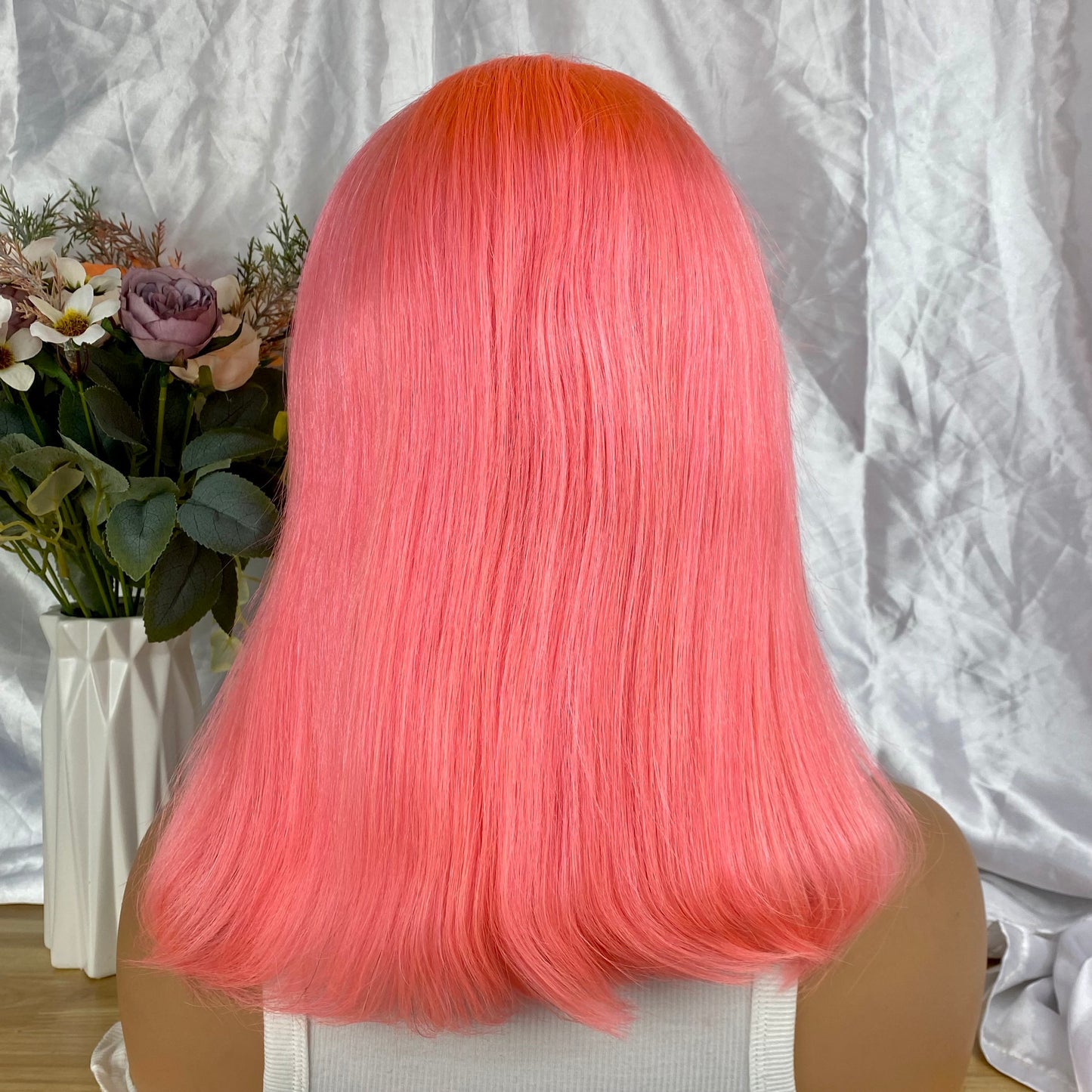 Special Remy Human Color Hair Pink Bob Wig