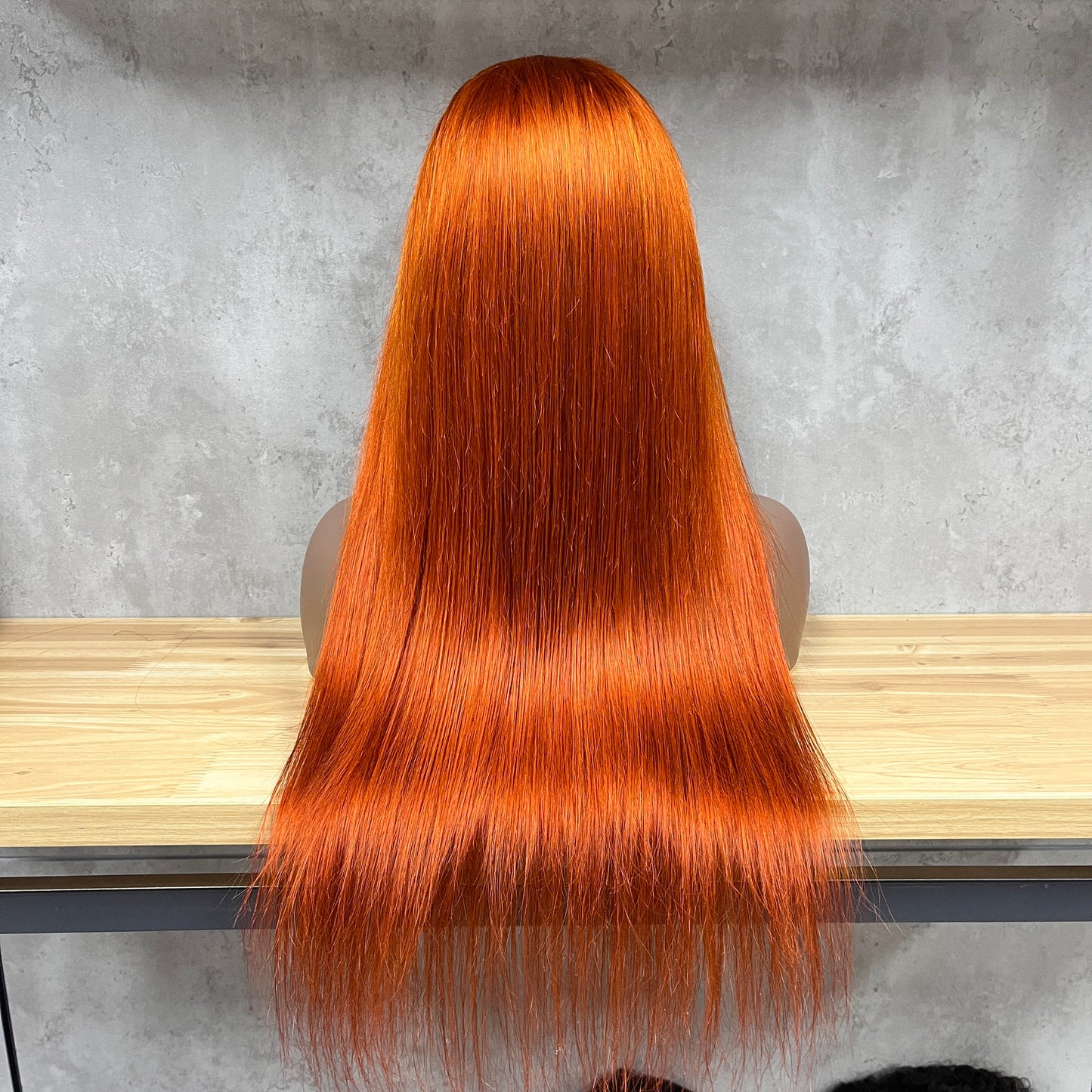 P350 Orange 4x4 Lace Remy Human Hair Straight Closure Wigs