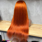 P350 Orange 4x4 Lace Remy Human Hair Straight Closure Wigs