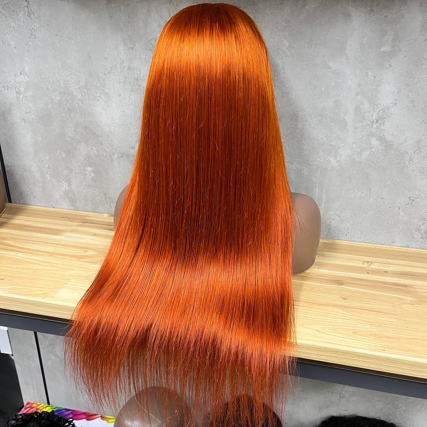 P350 Orange 4x4 Lace Remy Human Hair Straight Closure Wigs