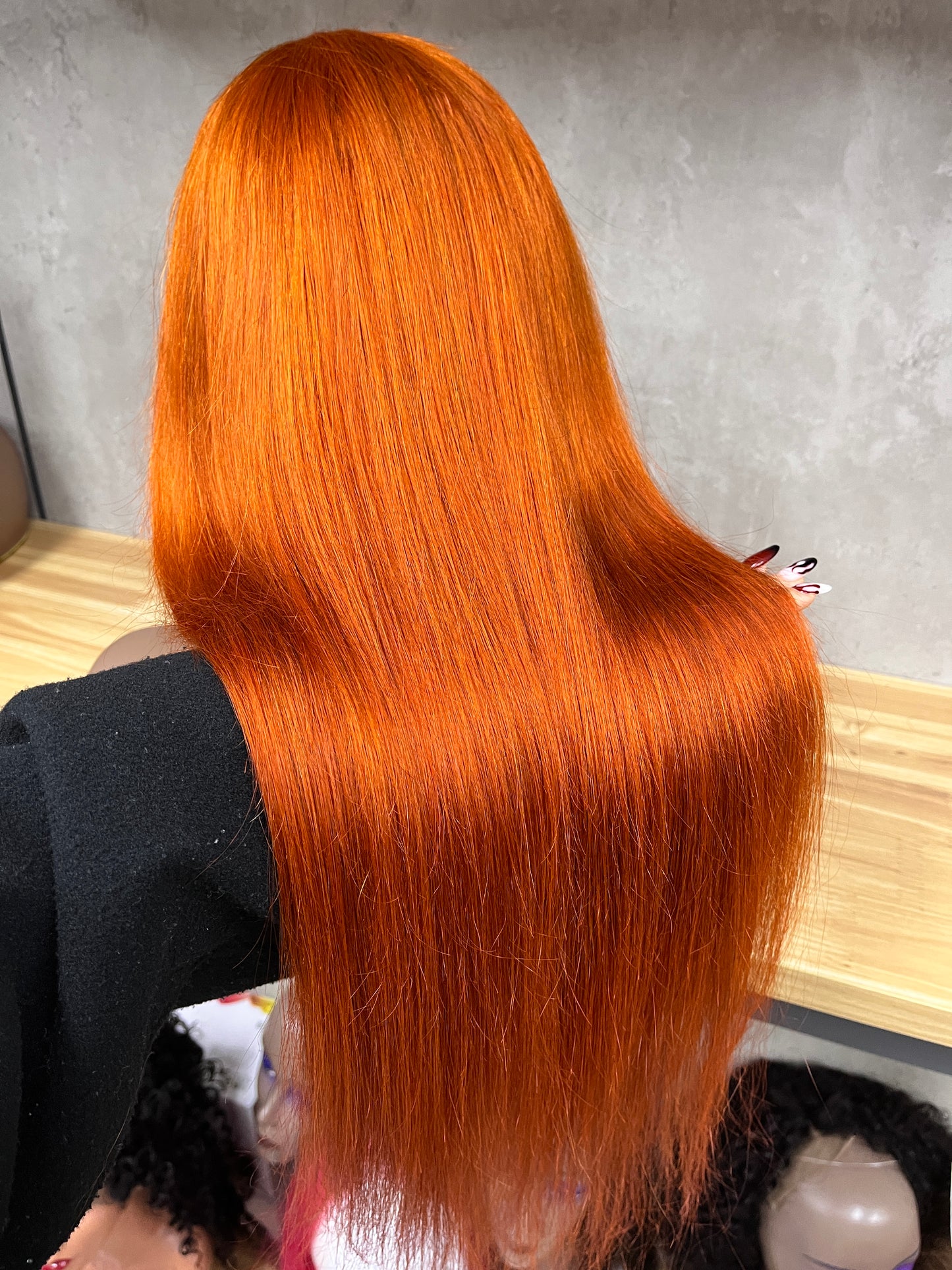 P350 Orange 4x4 Lace Remy Human Hair Straight Closure Wigs