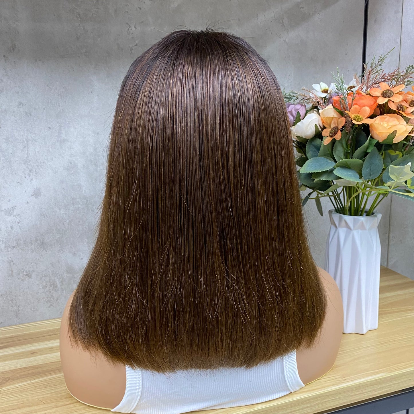 Mix Honey Brown 4x4 Lace Fumi Human Hair Straight Bob Wigs