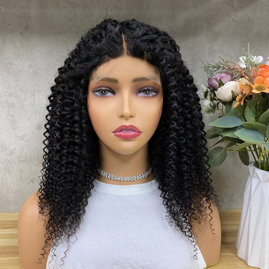 Nature 4x4 Lace Remy Human Hair Afro Curly Wigs