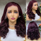 Wine 13x4 Lace Remy Human Hair Bouncy Curly Wigs