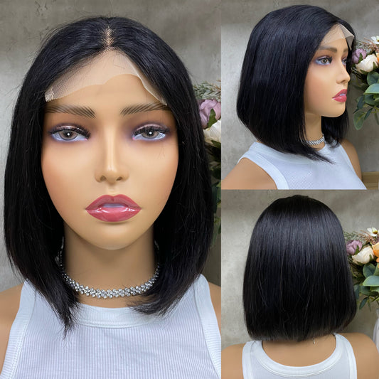 Nature T-Part Closure Remy Human Hair Straight Hair Bob Wigs