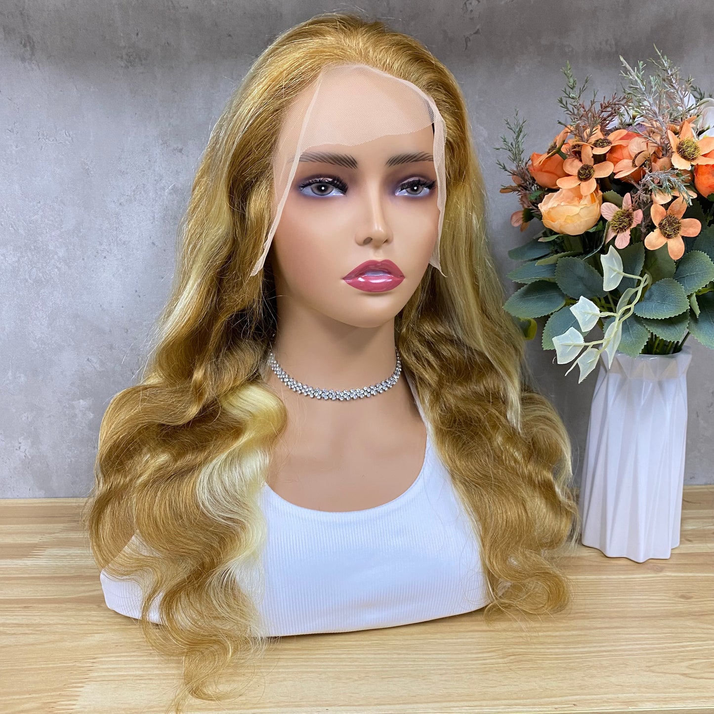 High Quality Mix Brown Blonde 13x4 Lace Frontal Remy Human Hair Body Wave Wigs