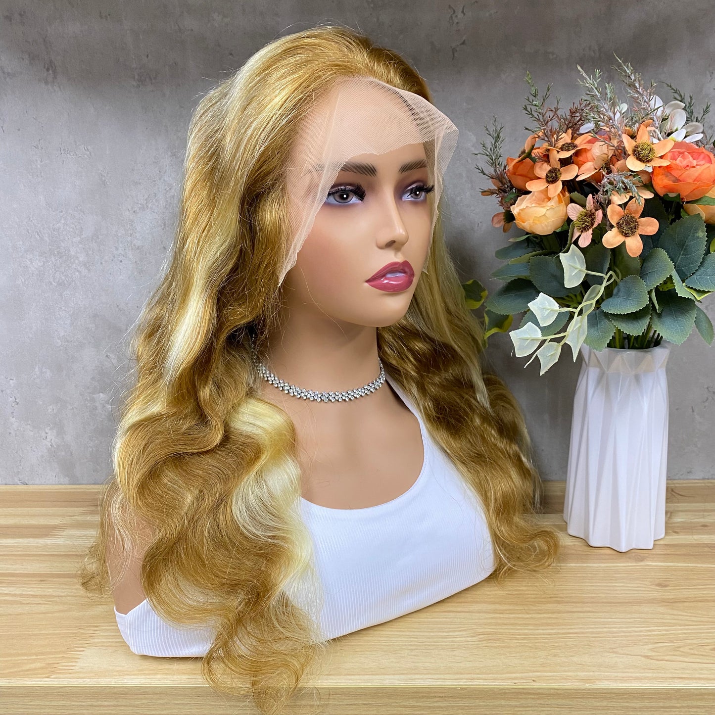 High Quality Mix Brown Blonde 13x4 Lace Frontal Remy Human Hair Body Wave Wigs