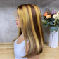 Special Piano Remy Human Hair Straight T-Part Frontal Wigs