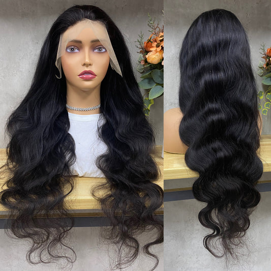 Nature 13x4 Lace Frontal Remy Human Hair Body Wave Long Hair Wigs