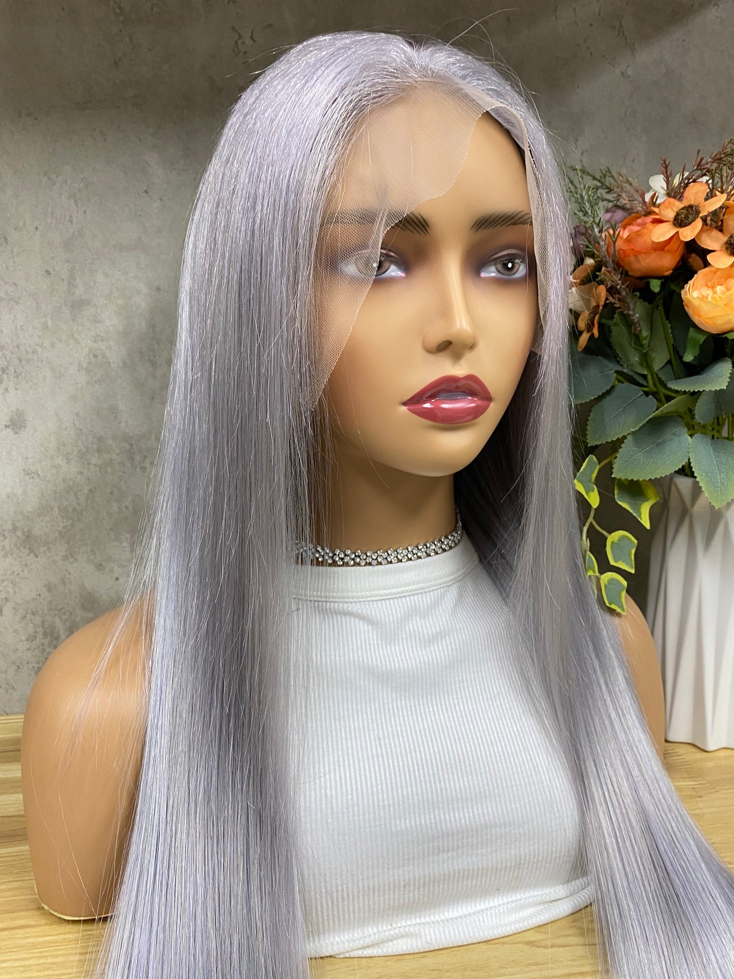 Moonlight Grey 13x4 Lace Frontal Remy Human Hair Straight Hair Wigs