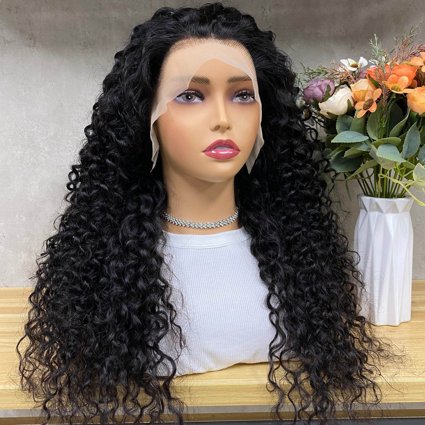 High Density Nature 13x4 Frontal Remy Human Hair Water Wave Wigs