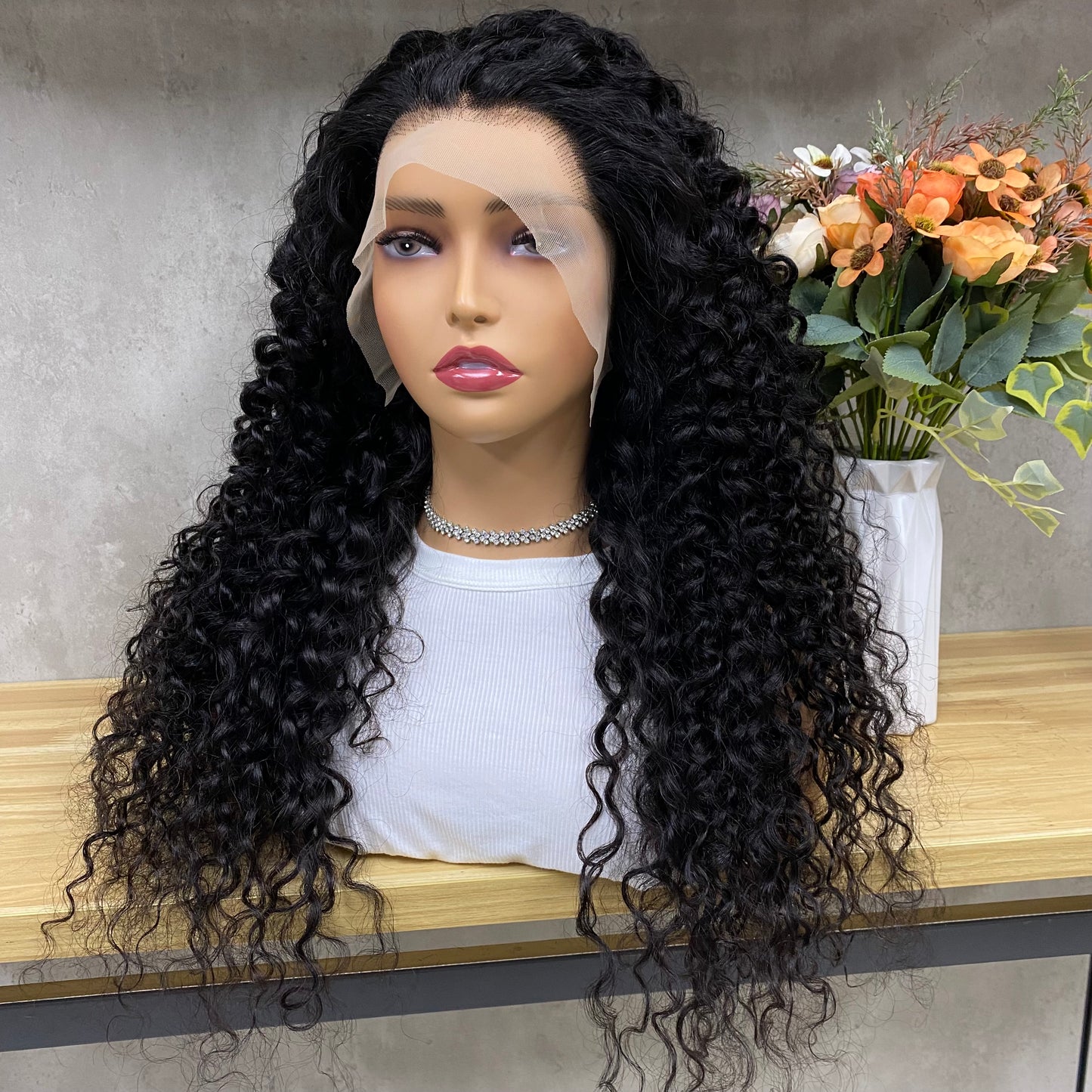 High Density Nature 13x4 Frontal Remy Human Hair Water Wave Wigs