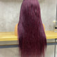 High Quality Omber Burgundy Remy Human Hair 13x4 Lace Frontal Straight Long Hair Wigs