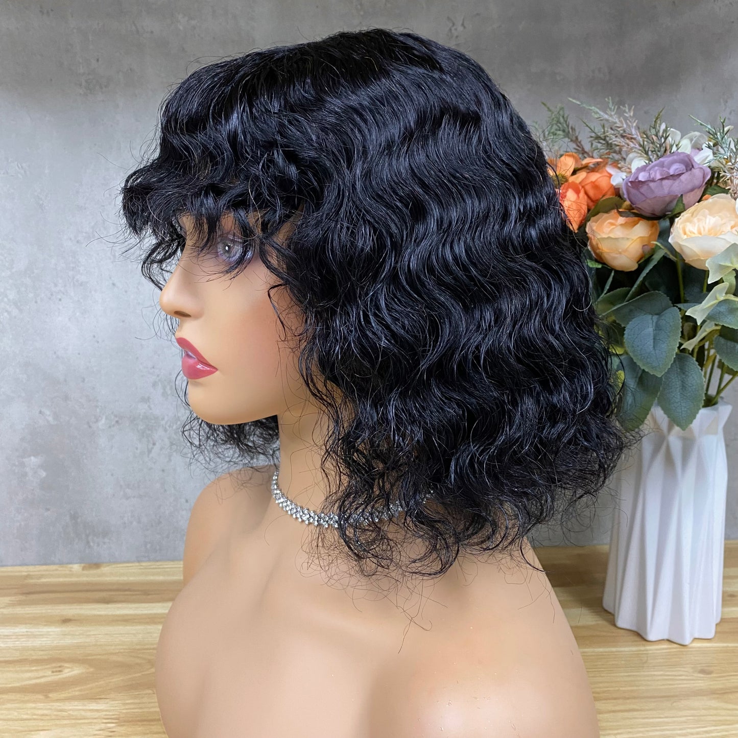 Special Texture Remy Human Hair Water Curl Wig