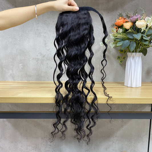 Nature Black Loose Deep Remy Human Ponytail Hair