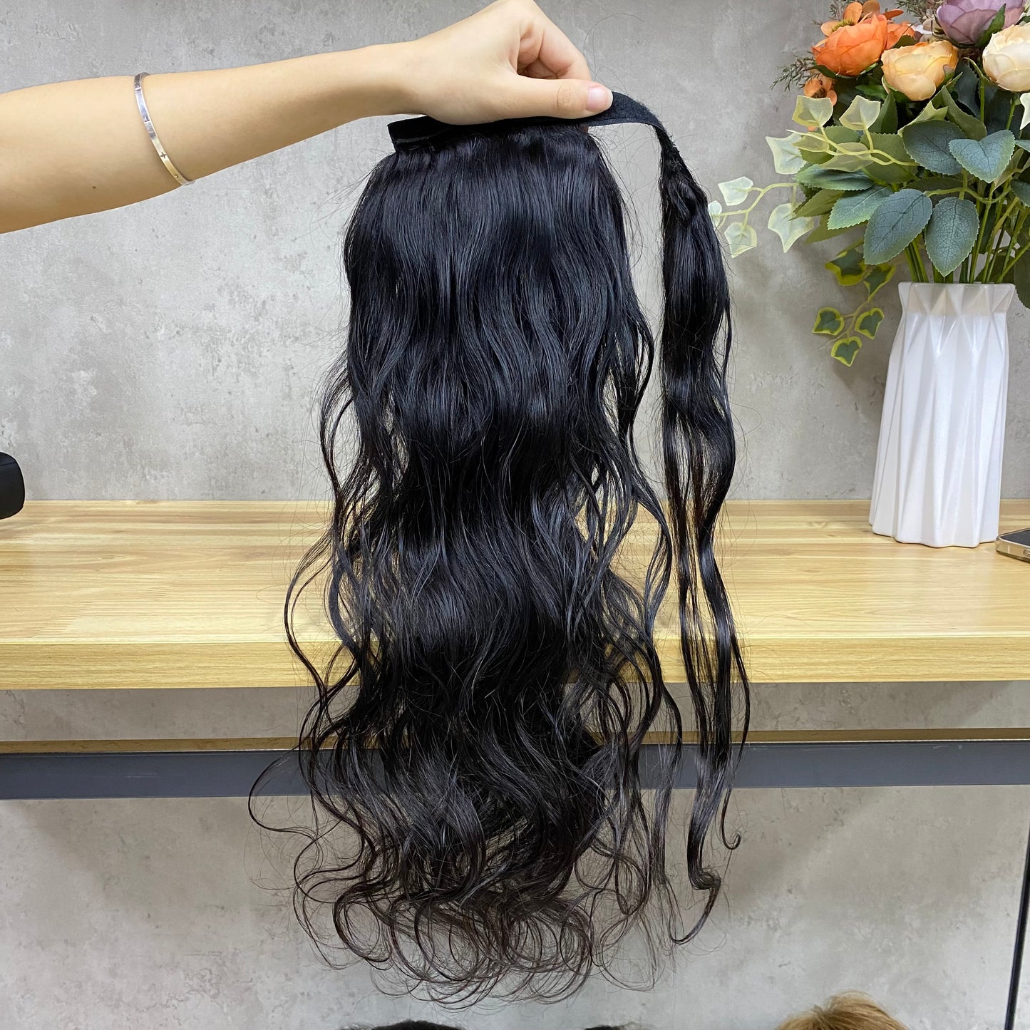 Nature Black Body Wave Remy Human Ponytail Hair