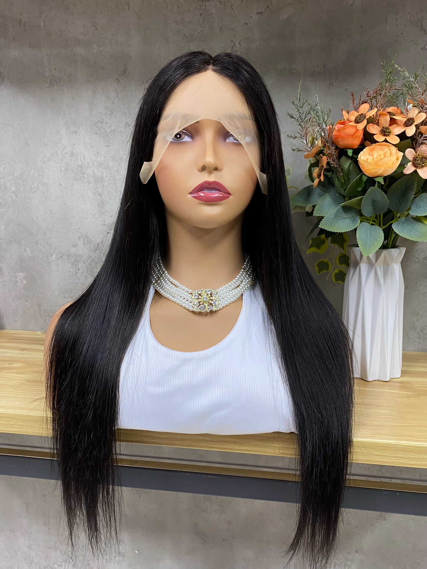 Nature Black Straight 13x4 T-Part Lace Frontal Remy Human Hair Wig