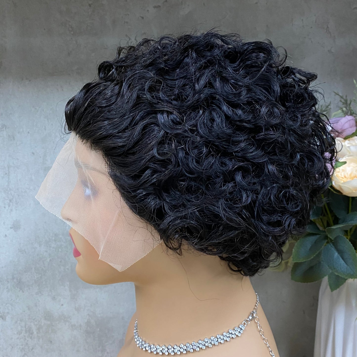 Special Texture Remy Human Hair Pixie Curly Short Hair Wig（Add Headband）