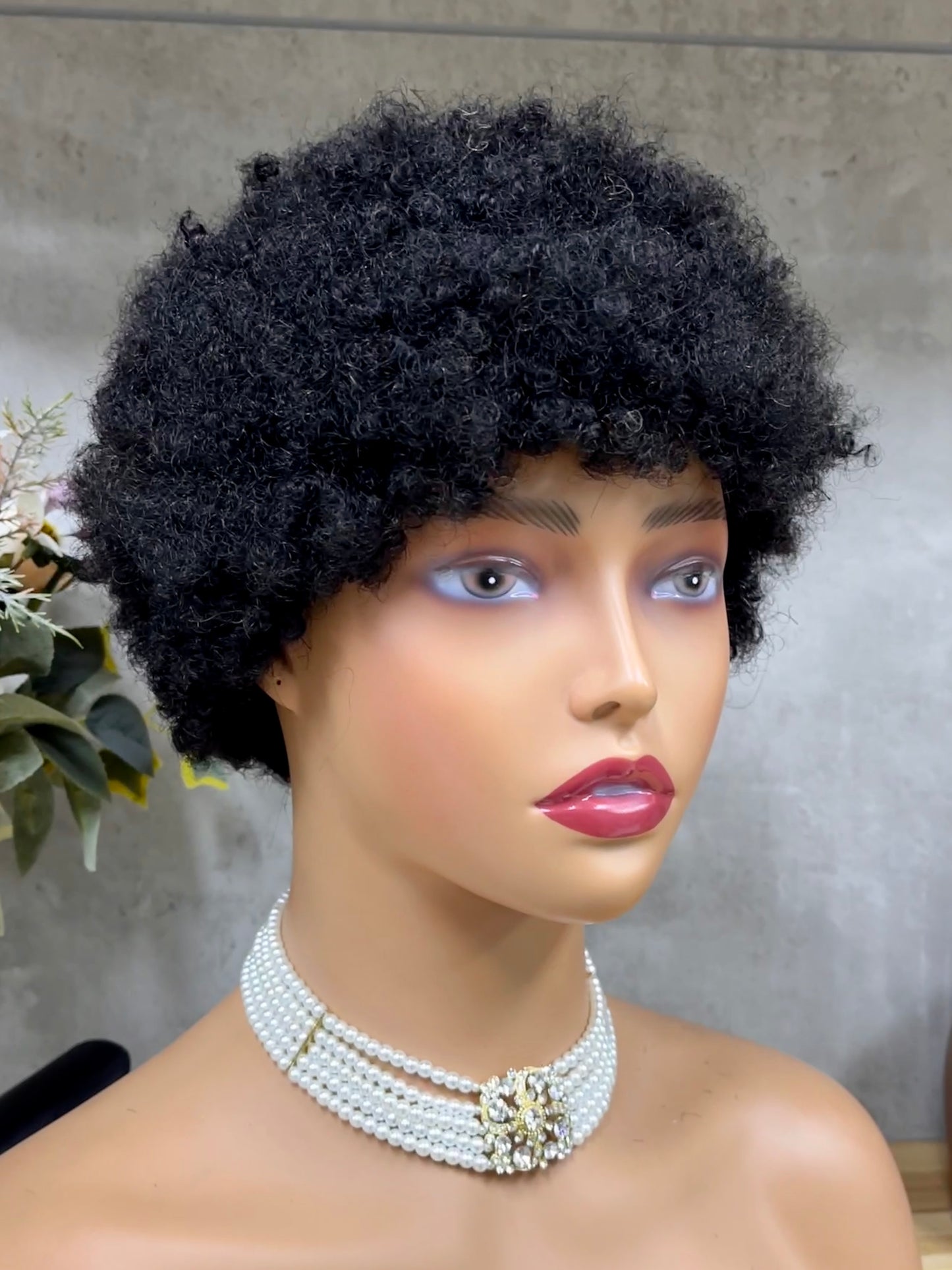 Special Texture Remy Human Hair Afro Curly Hair Wig