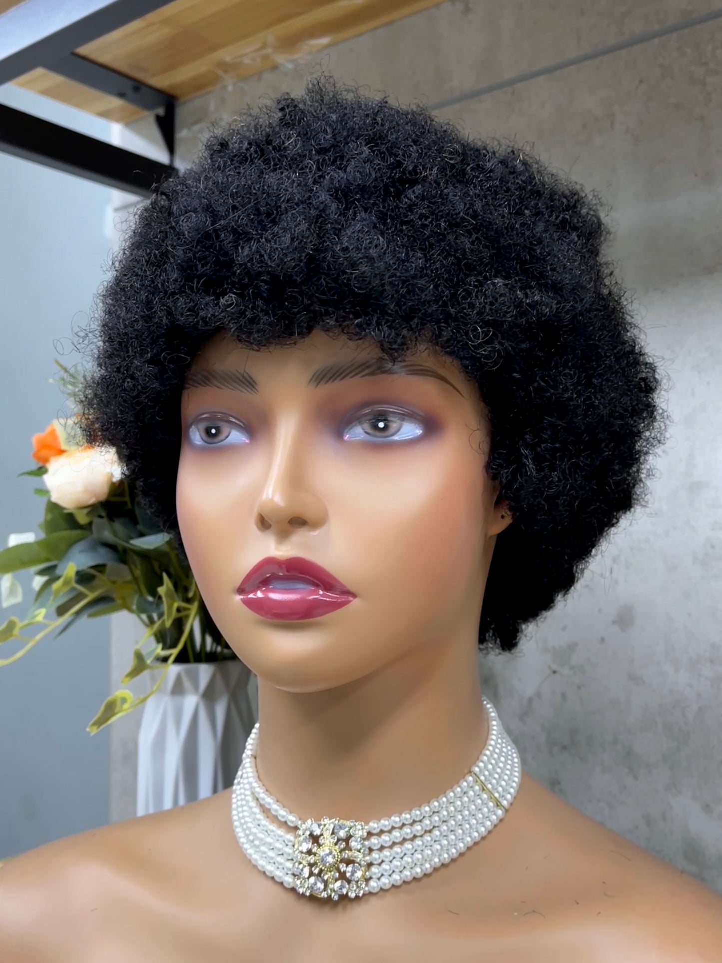 Special Texture Remy Human Hair Afro Curly Hair Wig