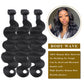 Body Wave Remy Human Hair 3 Bundles With 4x4 Lace Closure Natural Black