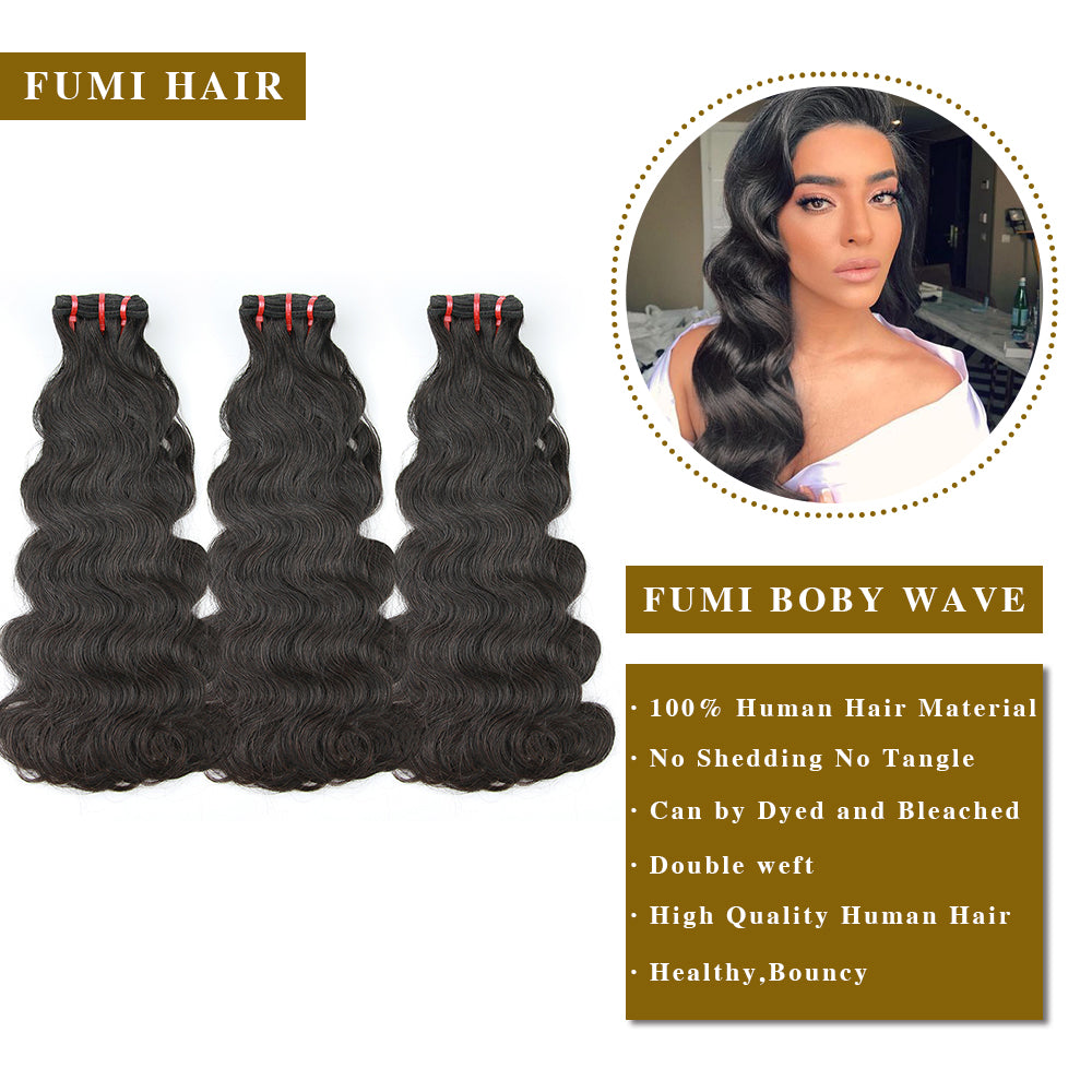 1b# Body Wave Fumi Hair 3 Bundles With 4x4 Lace Closure